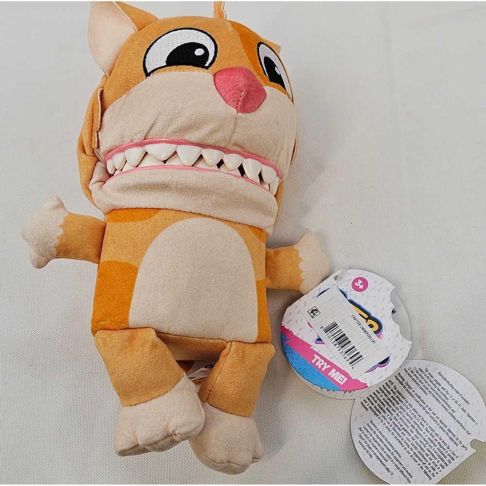 ToyMonster Chatter Chompers Cat Orange Tabby Interactive Plush Toy 9‎ Inch NEW